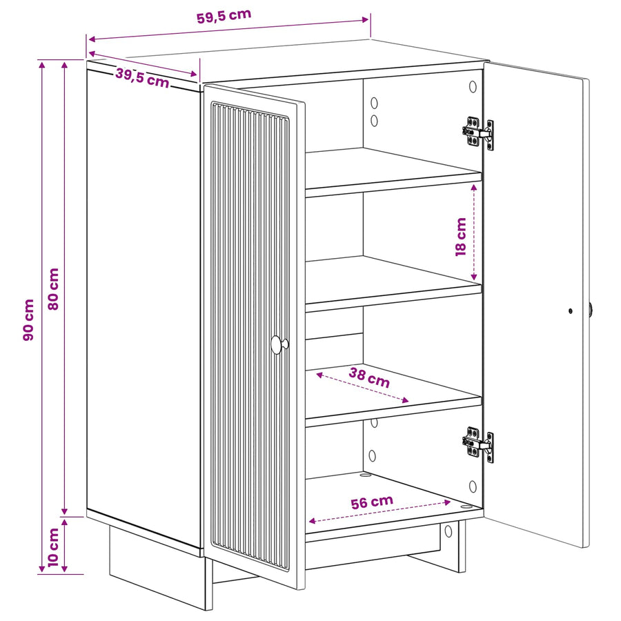 Schoenenkast EDE 59,5 x 39,5 x 90 cm Bewerkt hout Grijs Sonoma