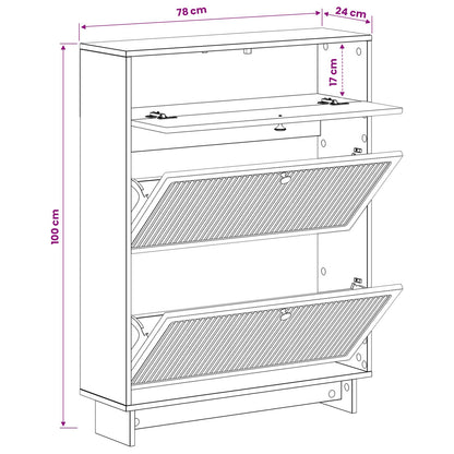 Schoenenkast EDE 78 x 24 x 103 cm Bewerkt hout Wit
