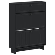 Schoenenkast 78x24x103 cm bewerkt hout zwart
