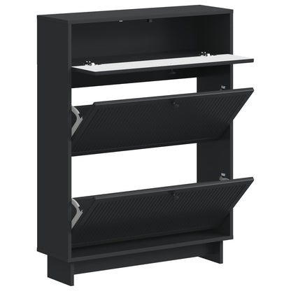 Schoenenkast EDE 78 x 24 x 103 cm Bewerkt hout Zwart