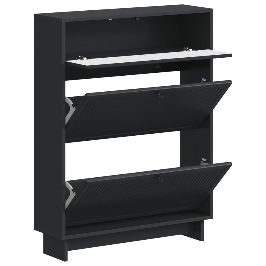Schoenenkast EDE 78 x 24 x 103 cm Bewerkt hout Zwart