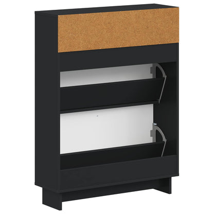 Schoenenkast EDE 78 x 24 x 103 cm Bewerkt hout Zwart