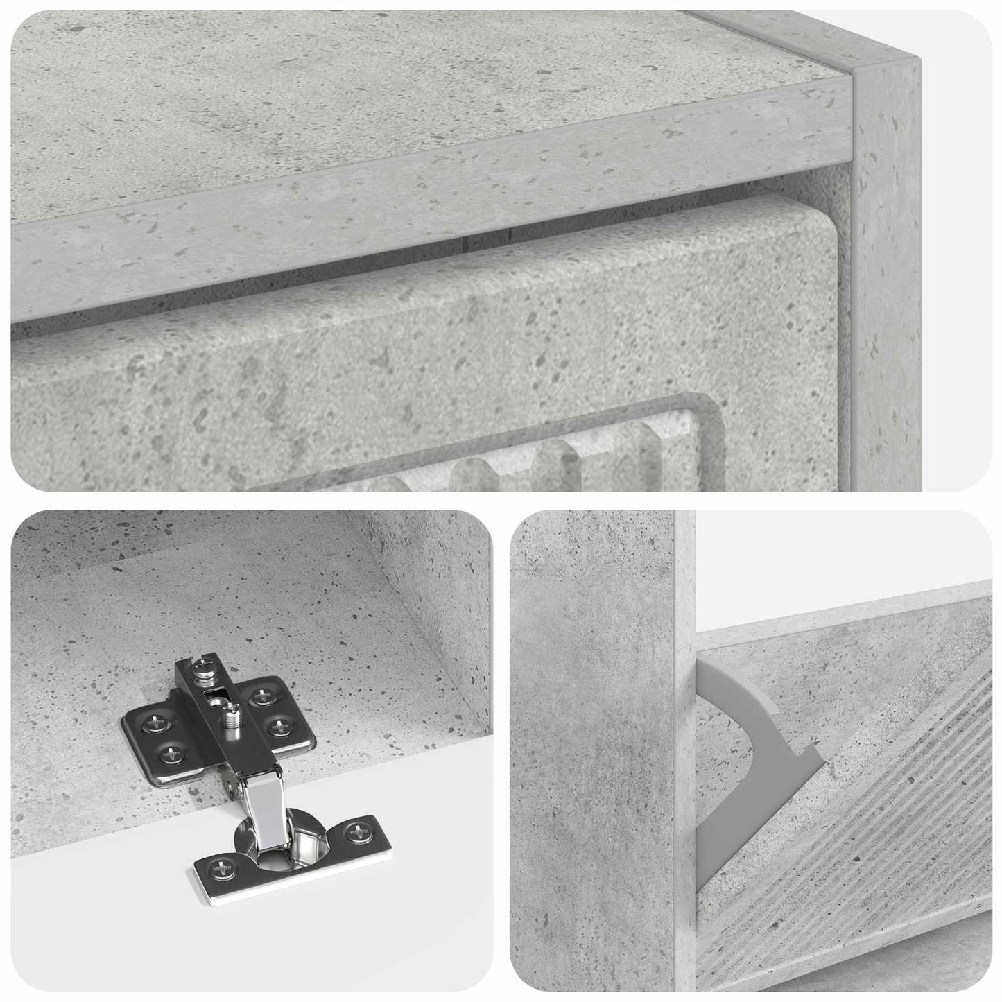 Schoenenkast EDE 78 x 24 x 103 cm Bewerkt hout Betongrijs