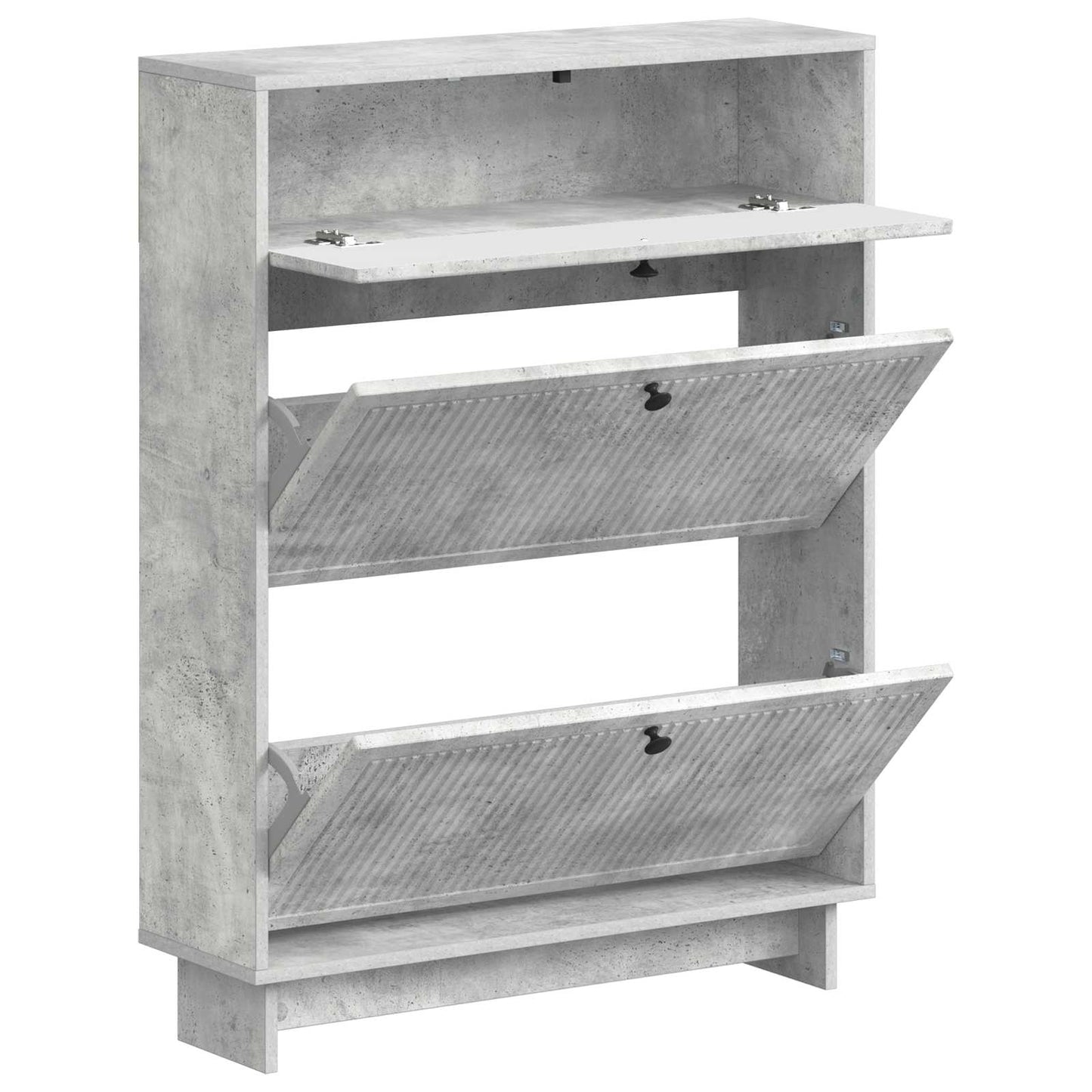 Schoenenkast EDE 78 x 24 x 103 cm Bewerkt hout Betongrijs