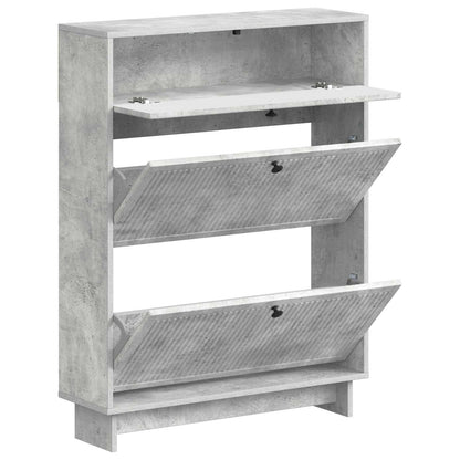 Schoenenkast EDE 78 x 24 x 103 cm Bewerkt hout Betongrijs