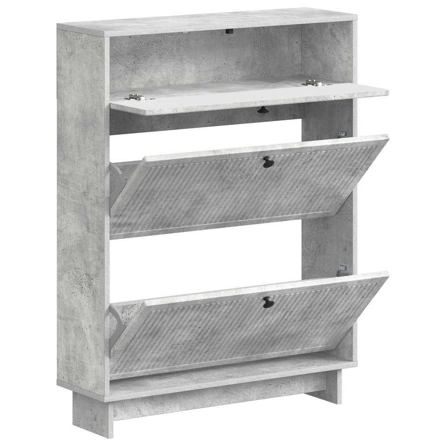 Schoenenkast EDE 78 x 24 x 103 cm Bewerkt hout Betongrijs