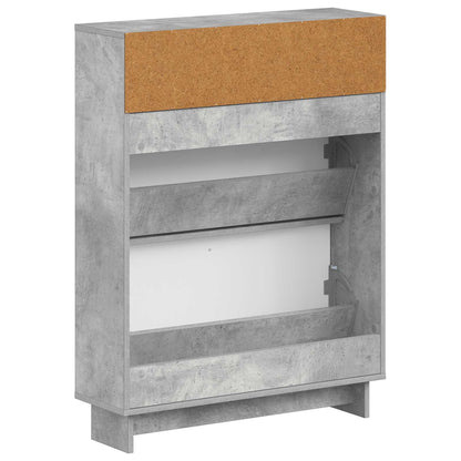 Schoenenkast EDE 78 x 24 x 103 cm Bewerkt hout Betongrijs