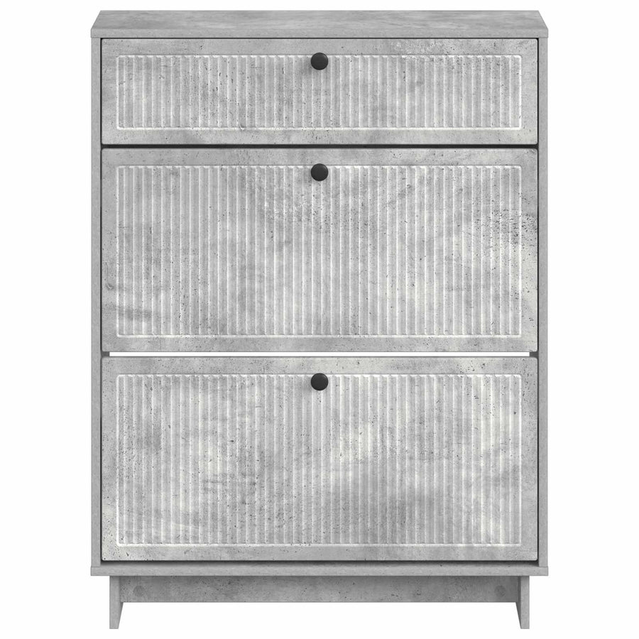 Schoenenkast EDE 78 x 24 x 103 cm Bewerkt hout Betongrijs