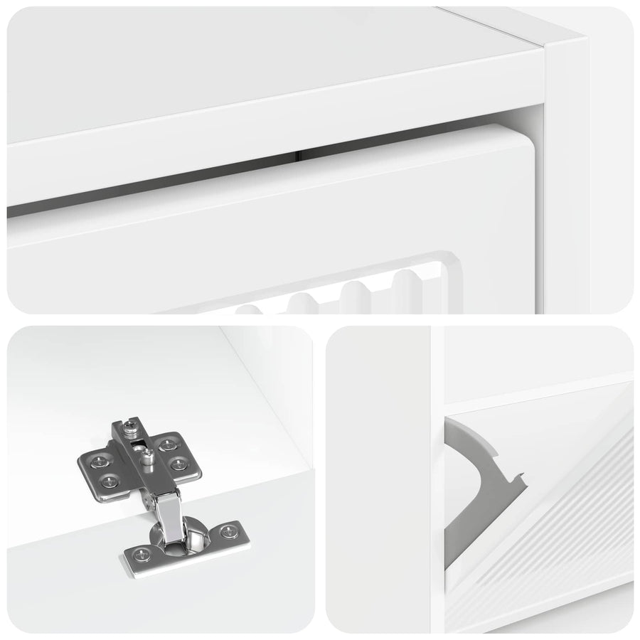 Schoenenkast EDE 78 x 24 x 103 cm Bewerkt hout Hoogglans Wit