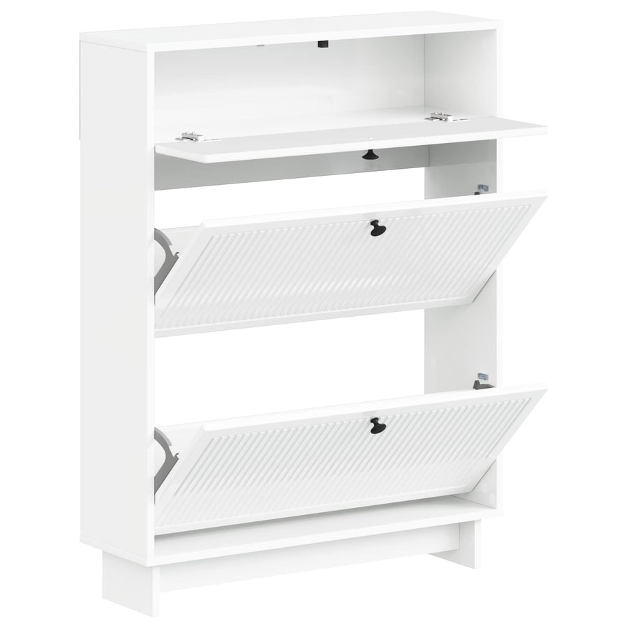 Schoenenkast EDE 78 x 24 x 103 cm Bewerkt hout Hoogglans Wit