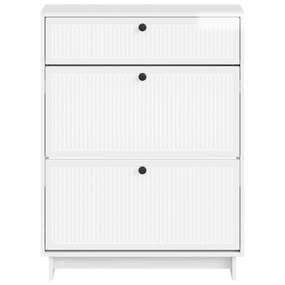 Schoenenkast EDE 78 x 24 x 103 cm Bewerkt hout Hoogglans Wit
