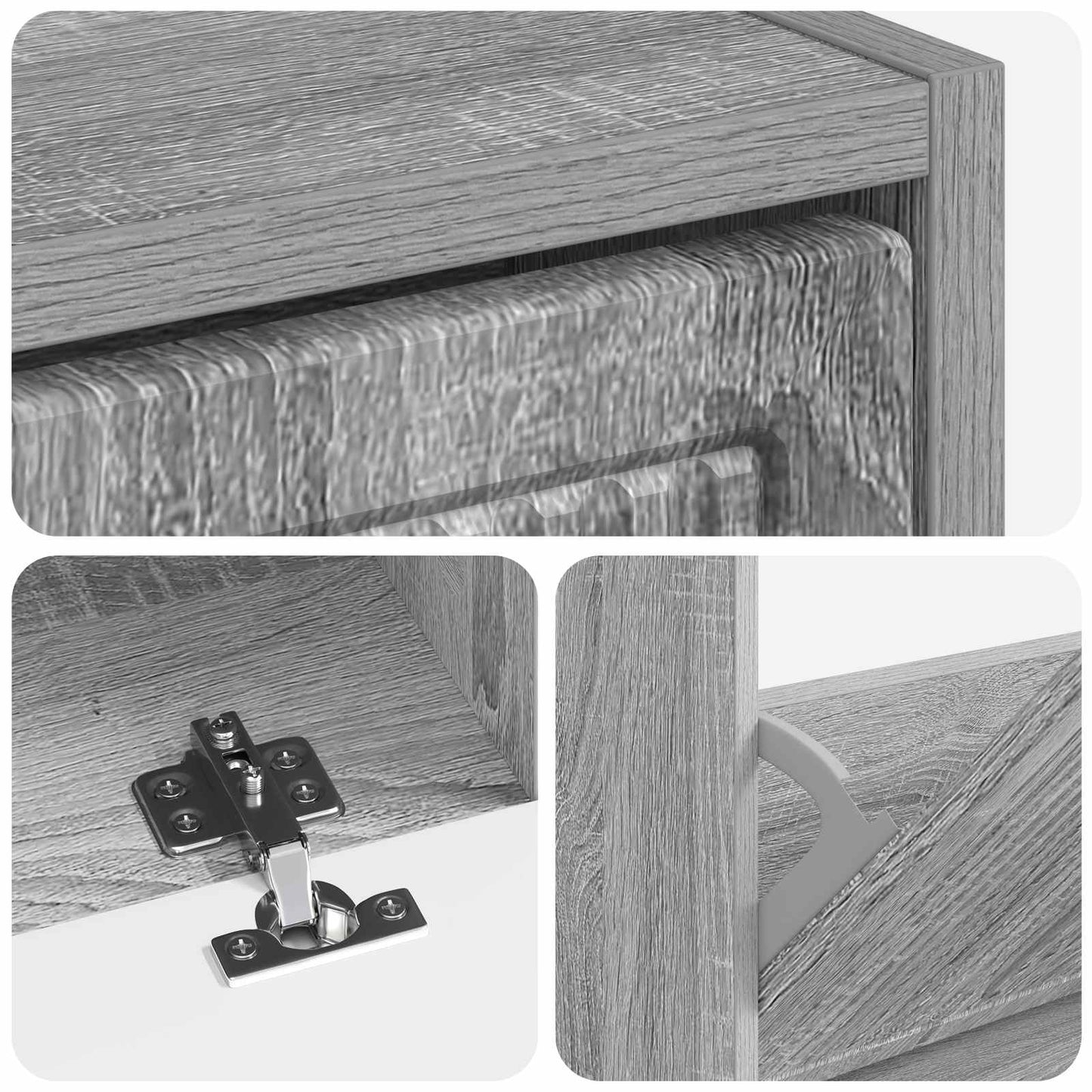 Schoenenkast EDE 78 x 24 x 103 cm Bewerkt hout Grijs Sonoma