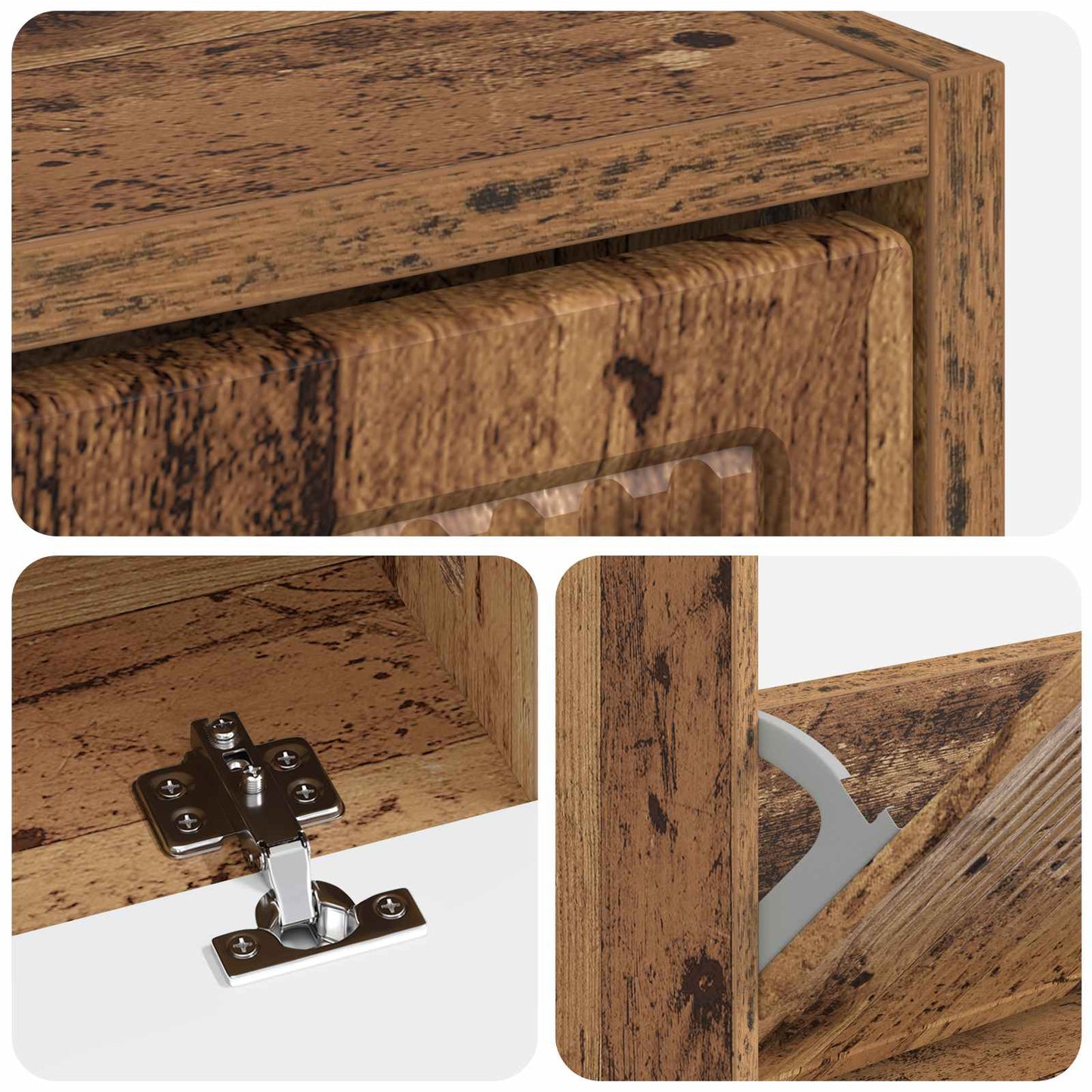 Schoenenkast EDE 78 x 24 x 103 cm Bewerkt hout Oud hout