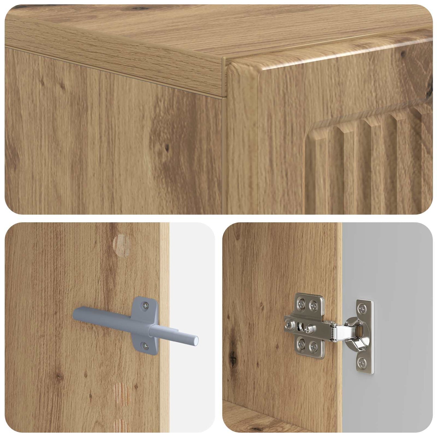 Tv-meubel Artisanaal eiken Bewerkt hout