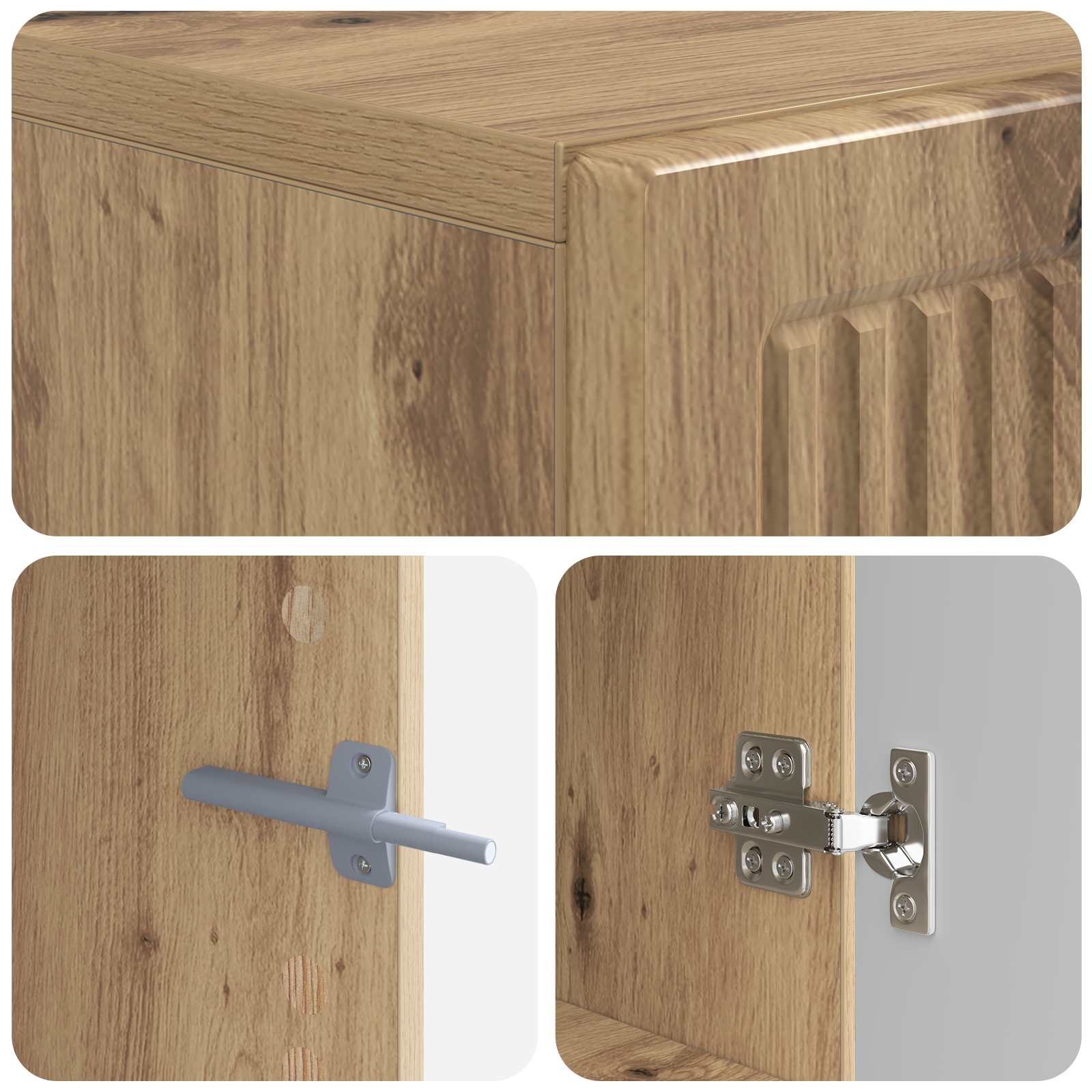 Tv-meubel Artisanaal eiken Bewerkt hout