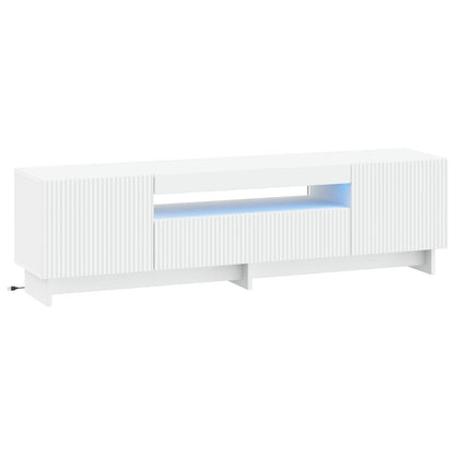 LED tv-meubel Wit Bewerkt hout