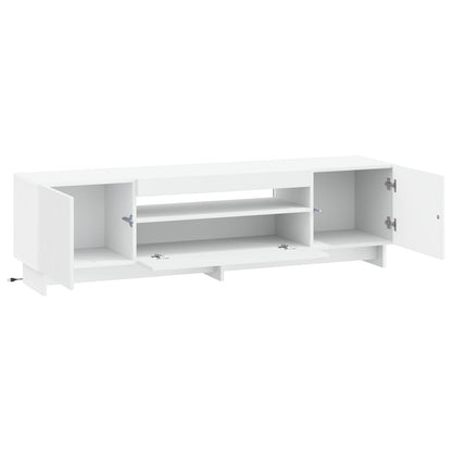 LED tv-meubel Wit Bewerkt hout