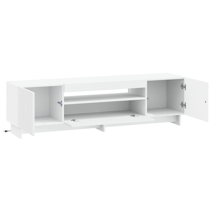 LED tv-meubel Wit Bewerkt hout