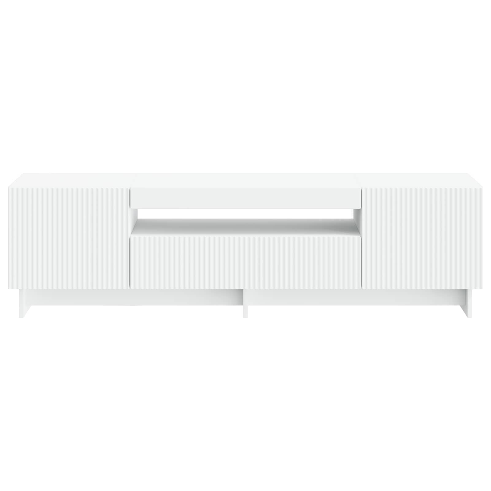 LED tv-meubel Wit Bewerkt hout