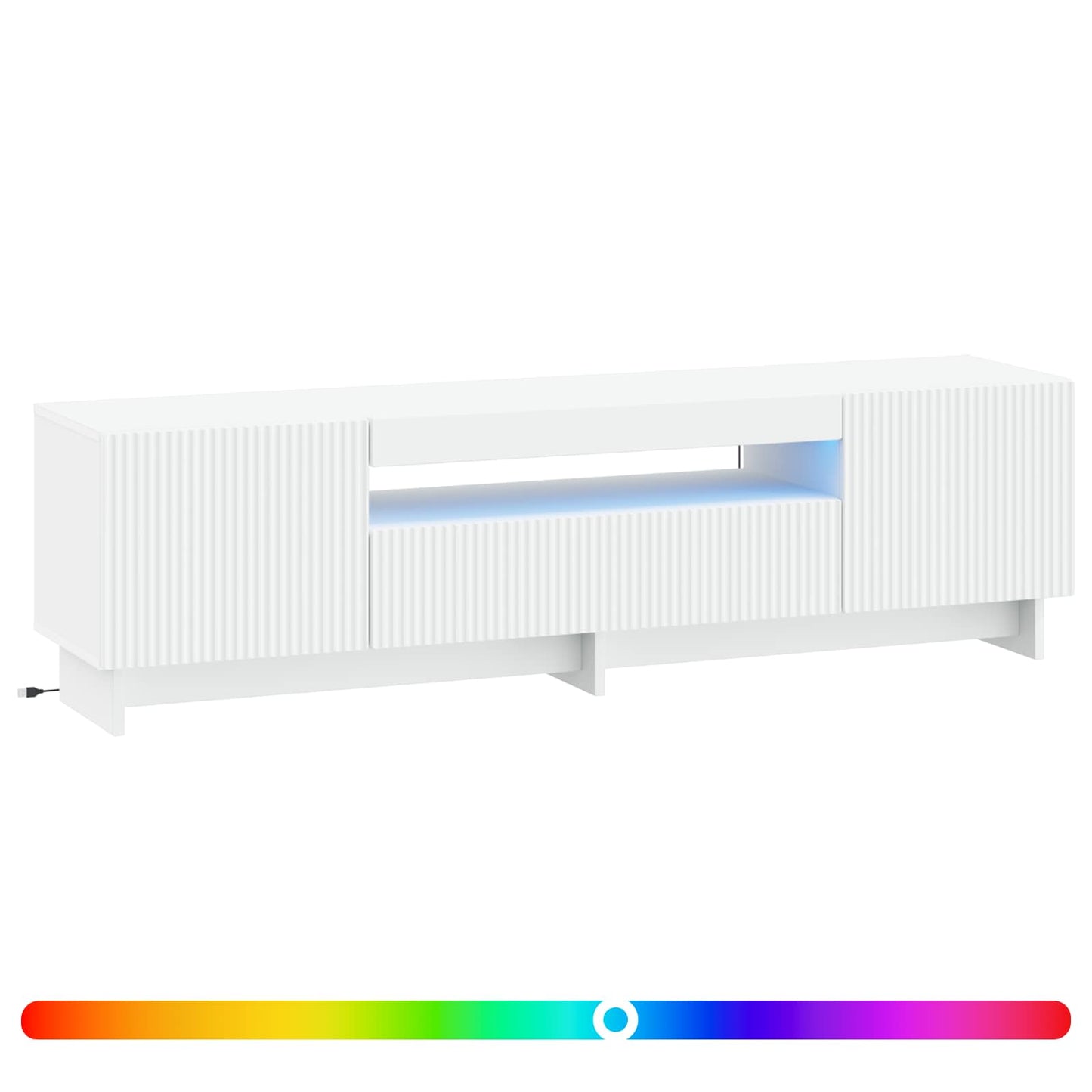 LED tv-meubel Wit Bewerkt hout