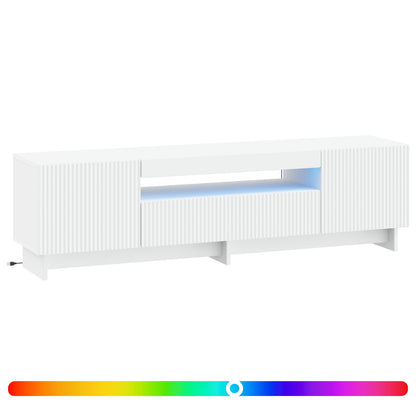 LED tv-meubel Wit Bewerkt hout