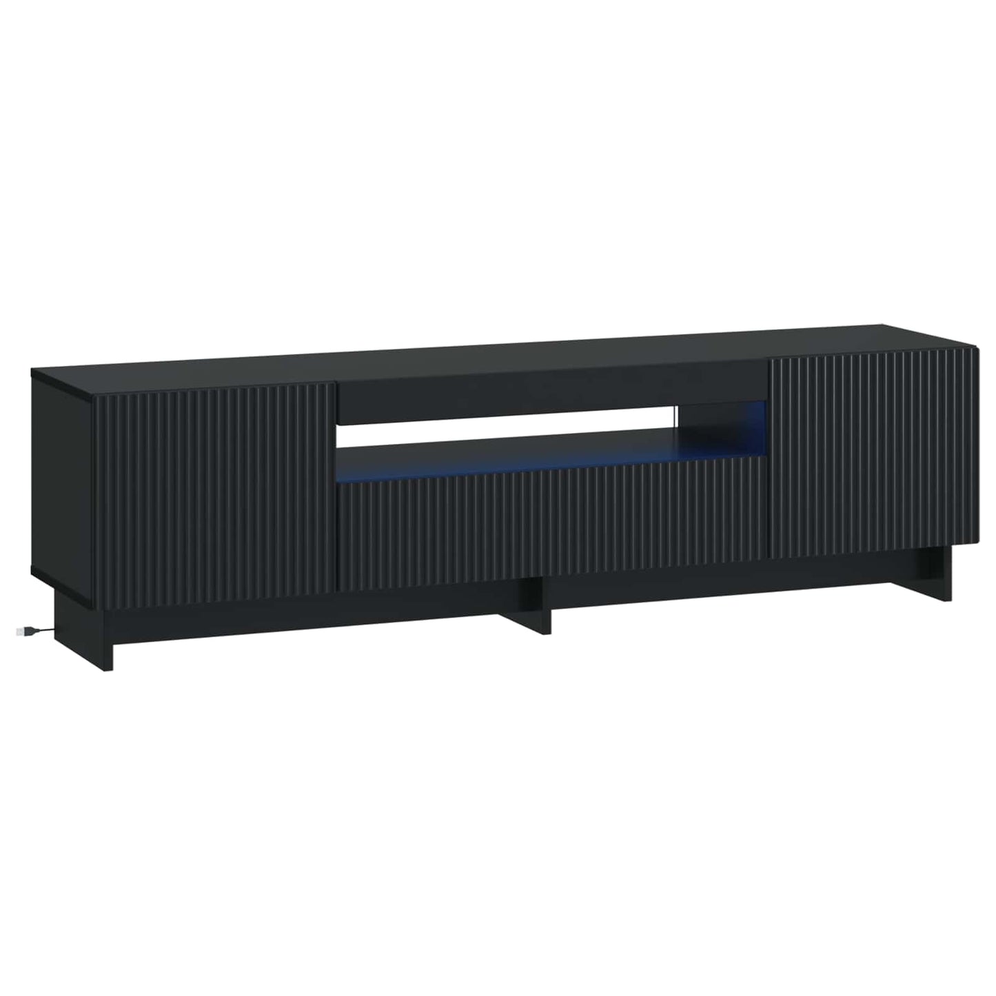 LED tv-meubel Zwart Bewerkt hout