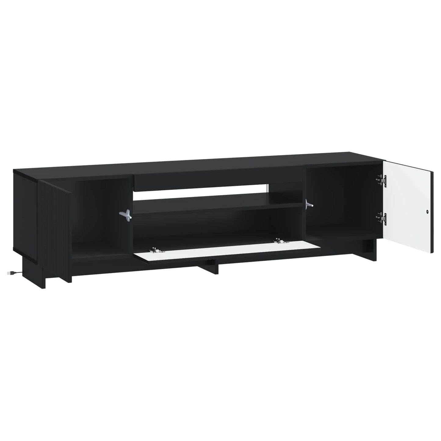 LED tv-meubel Zwart Bewerkt hout