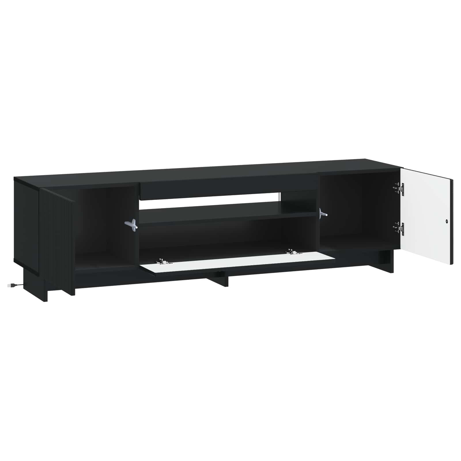 LED tv-meubel Zwart Bewerkt hout