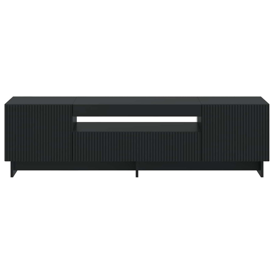 LED tv-meubel Zwart Bewerkt hout