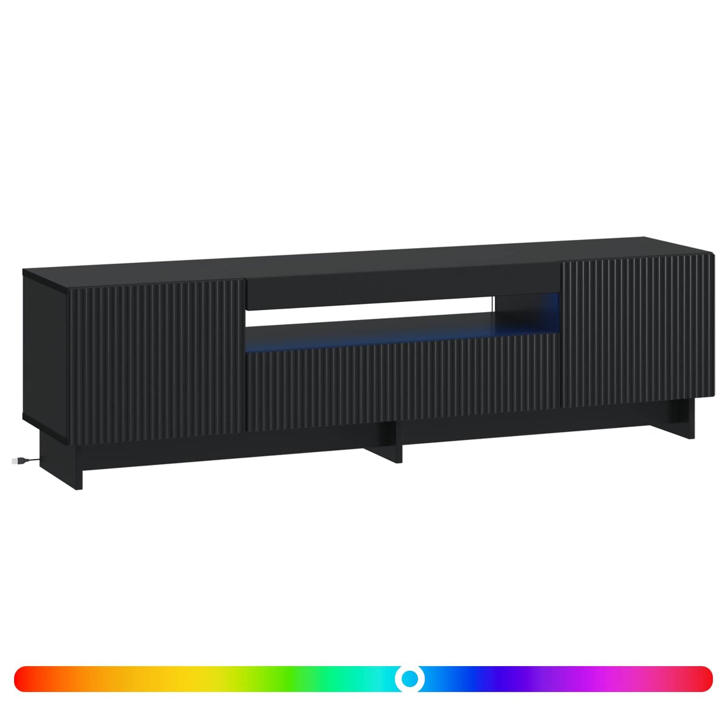 LED tv-meubel Zwart Bewerkt hout