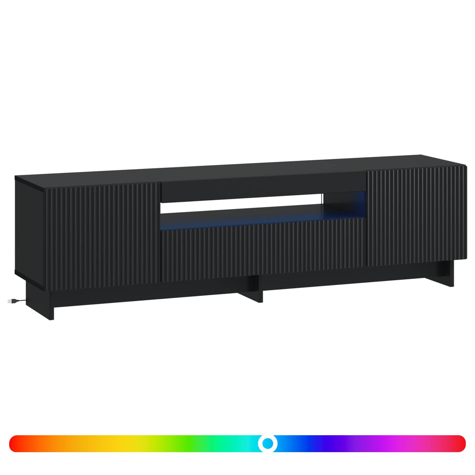 LED tv-meubel Zwart Bewerkt hout