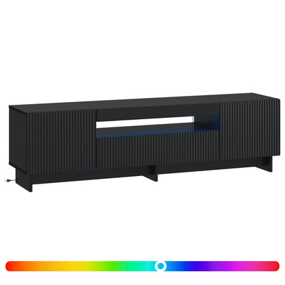 LED tv-meubel Zwart Bewerkt hout
