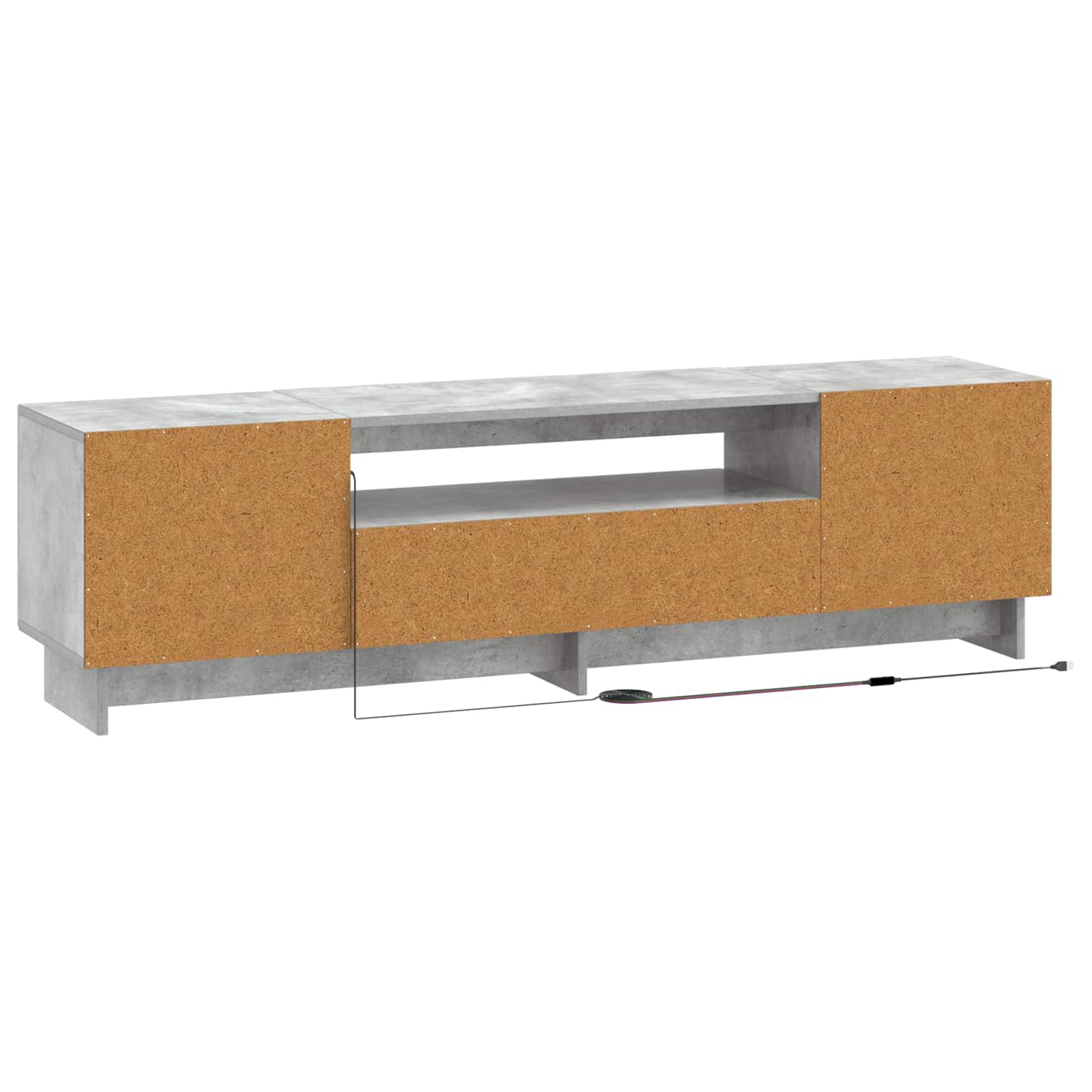 LED tv-meubel Betongrijs Bewerkt hout