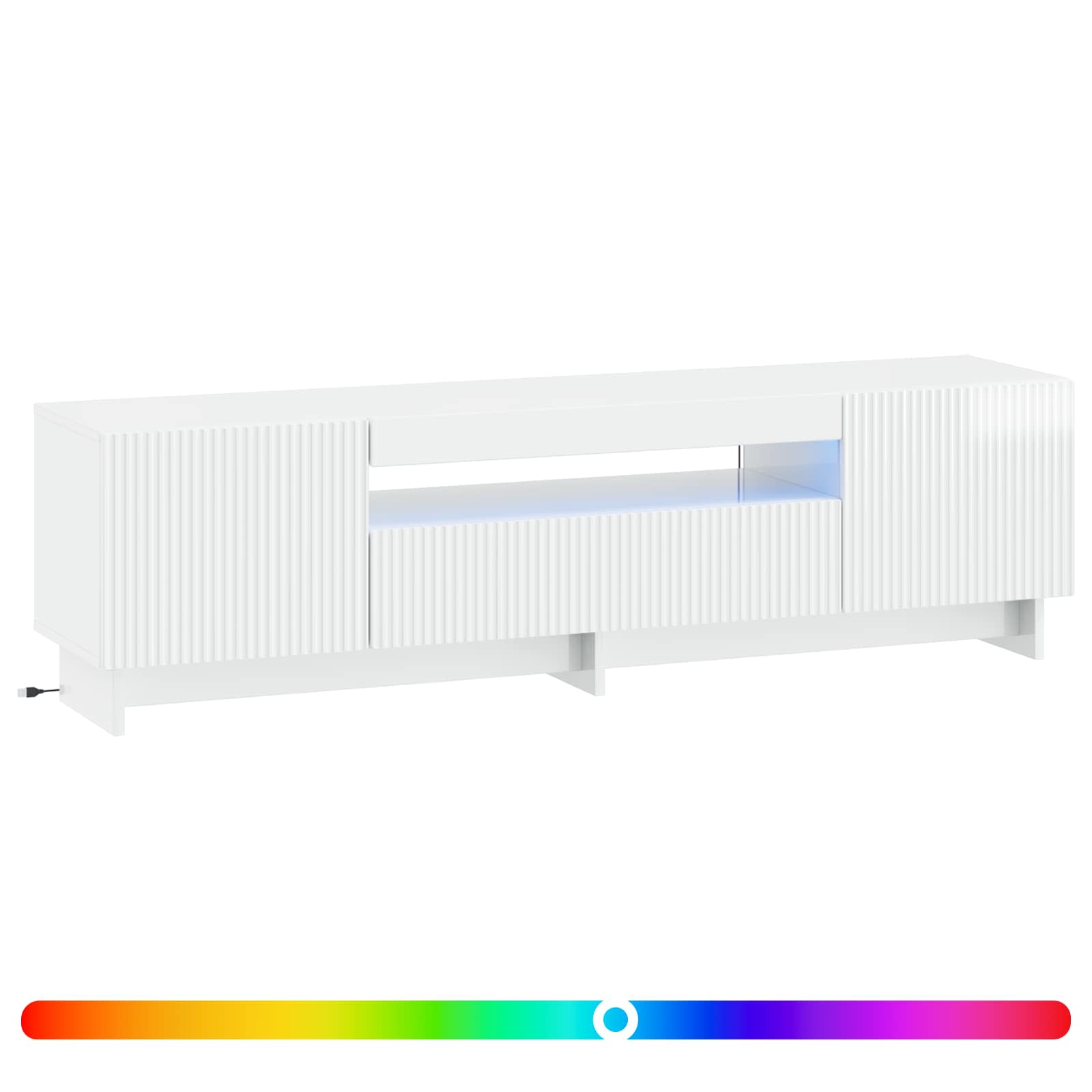 LED tv-meubel Hoogglans Wit Bewerkt hout