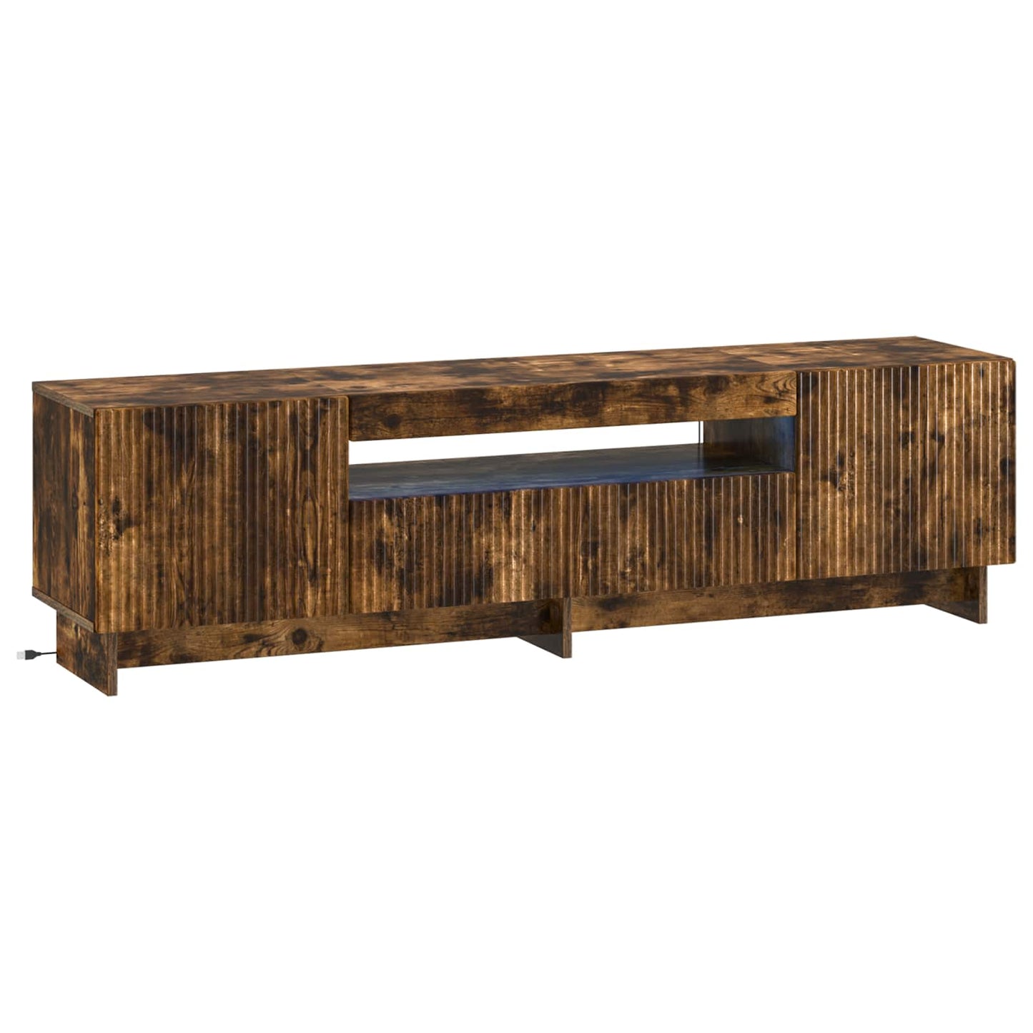 LED tv-meubel Gerookt eiken Bewerkt hout