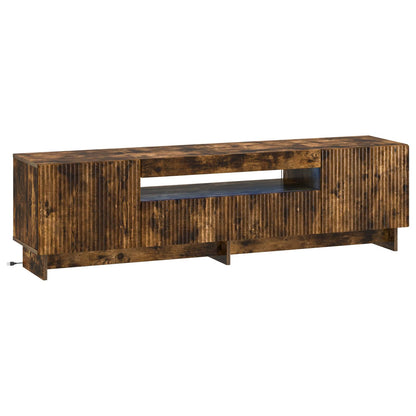 LED tv-meubel Gerookt eiken Bewerkt hout