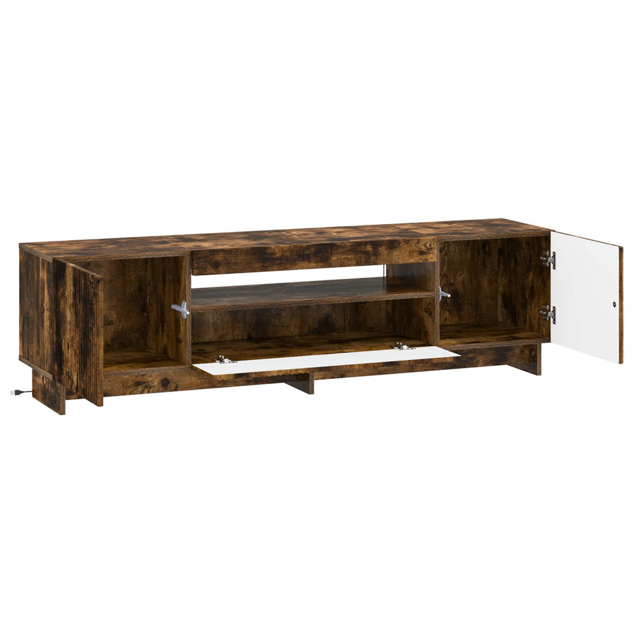 LED tv-meubel Gerookt eiken Bewerkt hout