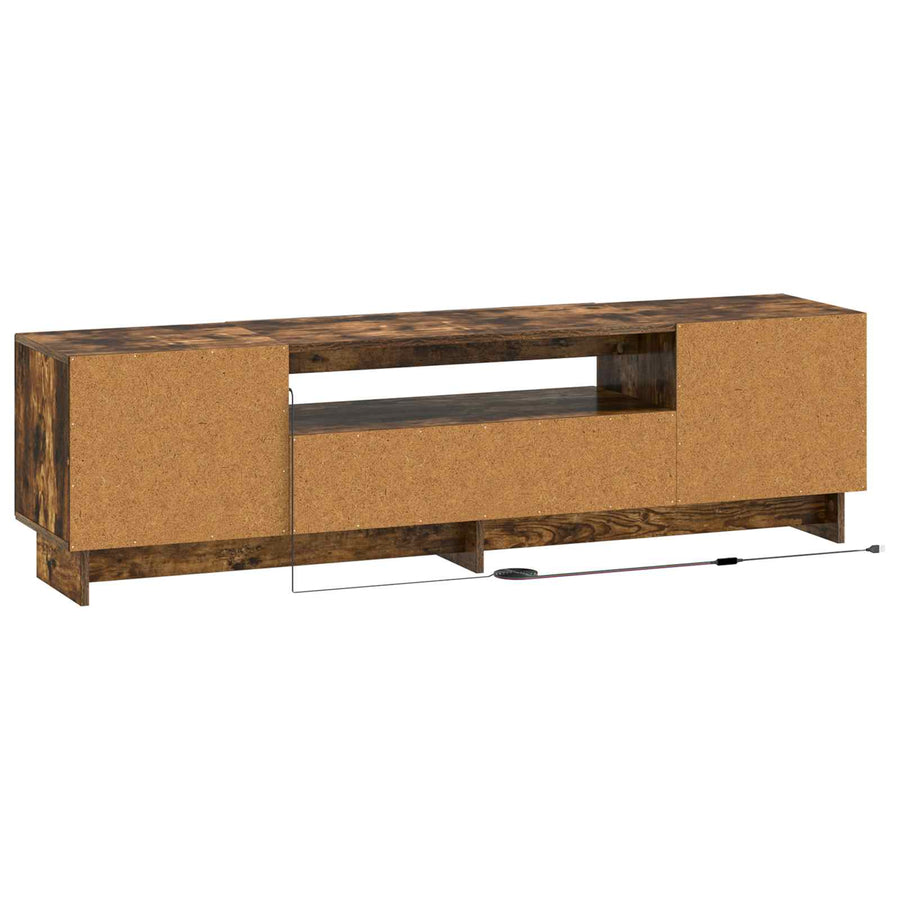 LED tv-meubel Gerookt eiken Bewerkt hout