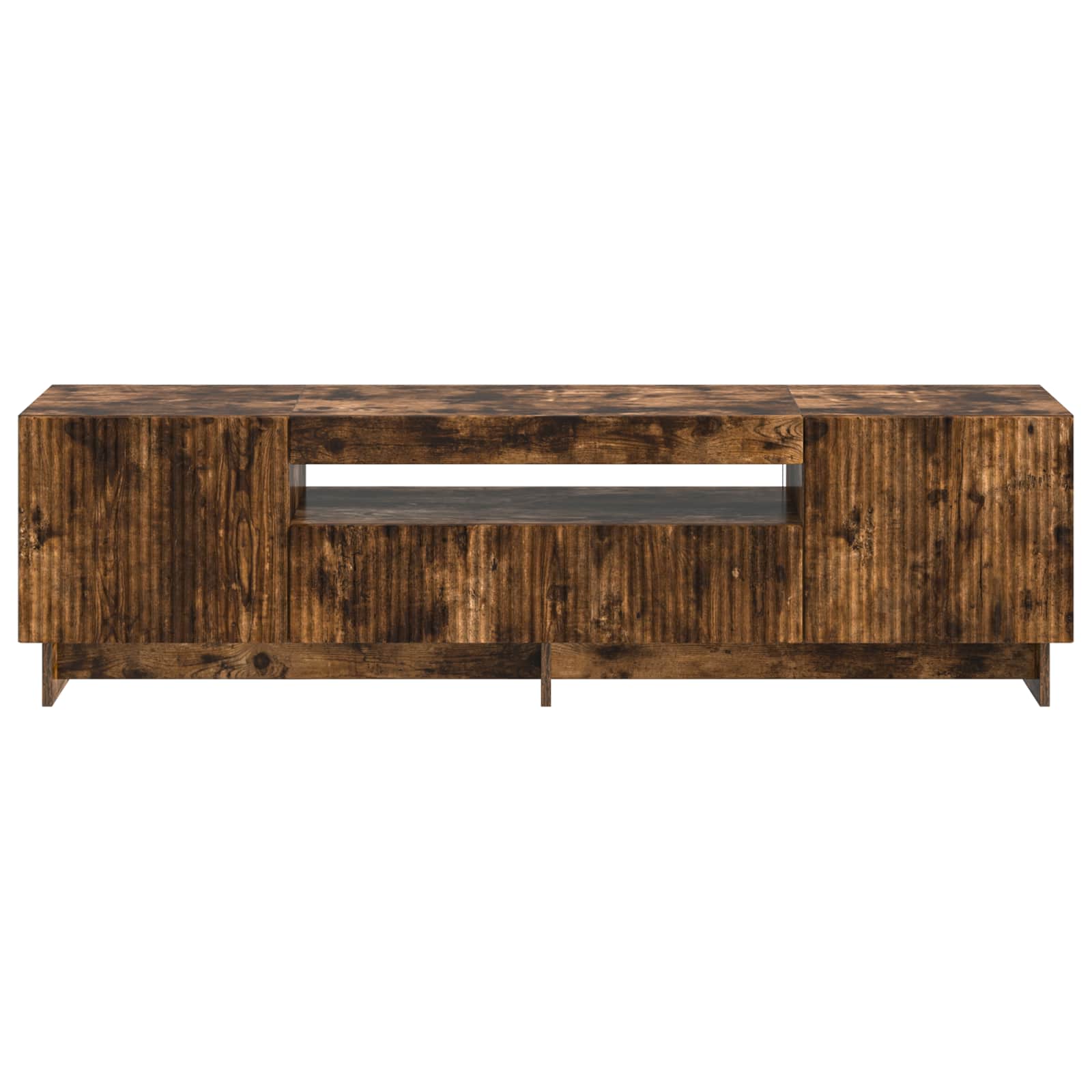 LED tv-meubel Gerookt eiken Bewerkt hout