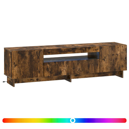 LED tv-meubel Gerookt eiken Bewerkt hout