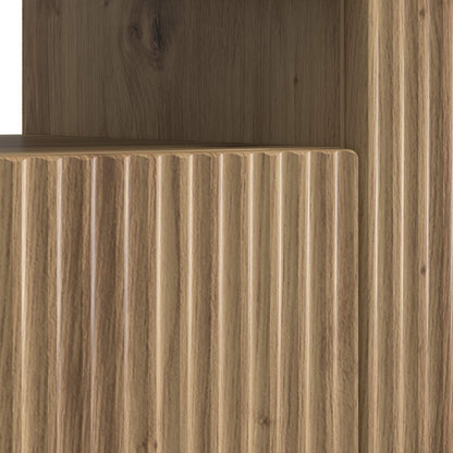 LED tv-meubel Artisanaal eiken Bewerkt hout