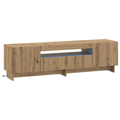 LED tv-meubel Artisanaal eiken Bewerkt hout