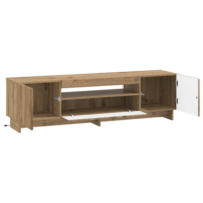 LED tv-meubel Artisanaal eiken Bewerkt hout