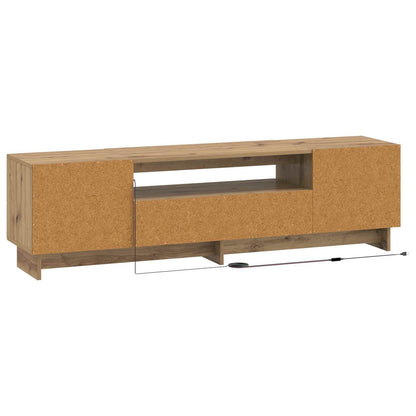 LED tv-meubel Artisanaal eiken Bewerkt hout