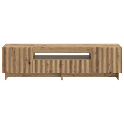 LED tv-meubel Artisanaal eiken Bewerkt hout