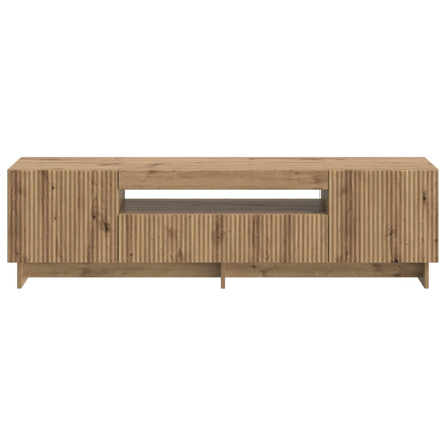LED tv-meubel Artisanaal eiken Bewerkt hout