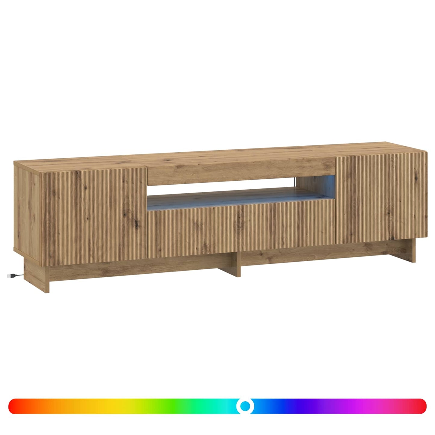 LED tv-meubel Artisanaal eiken Bewerkt hout