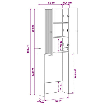 Toiletkast EDE Hoogglans Wit 66 x 25,5 x 190 cm Bewerkt hout