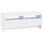 LED tv-meubel Wit Bewerkt hout