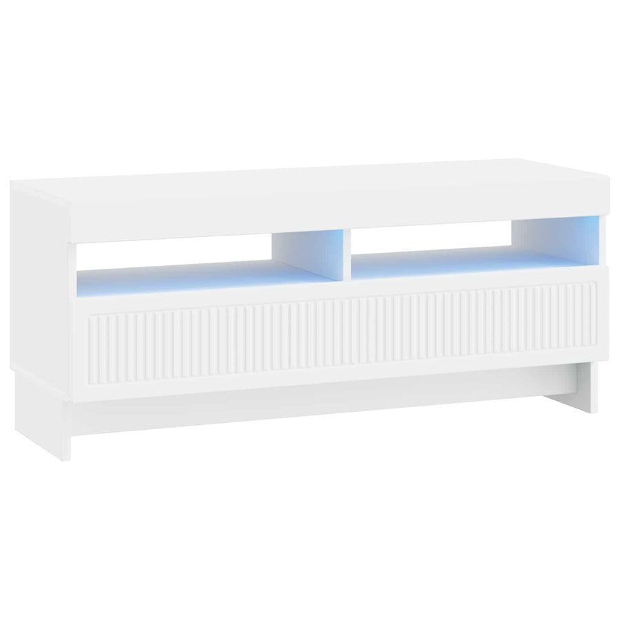 LED tv-meubel Wit Bewerkt hout